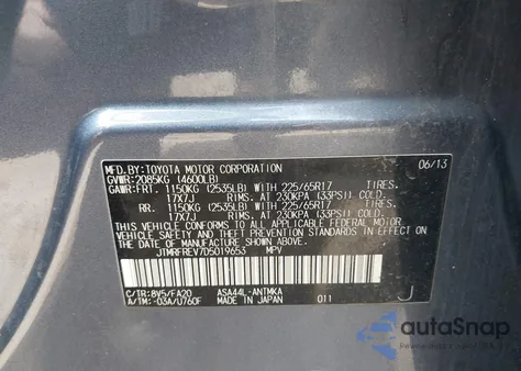 2013 Toyota Rav4 Xle from USA, damaged, VIN JTMRFREV7D5019653